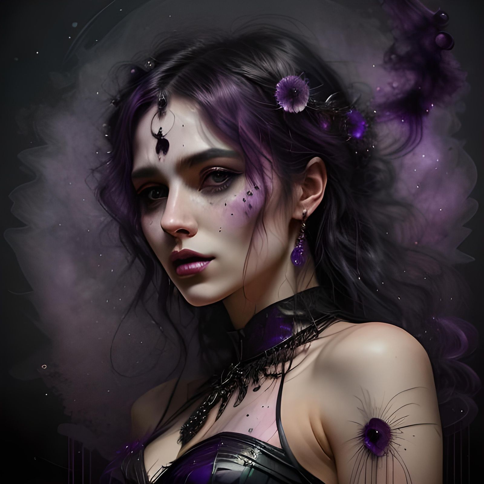 Amethyst Beauty in Inky Violet Portrait