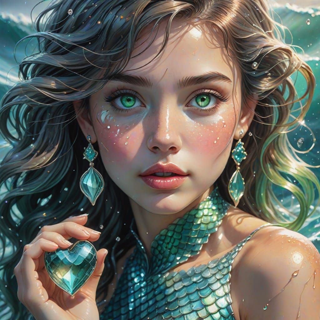 Surreal Mermaid Shines with Starlight in the Stormy Sea