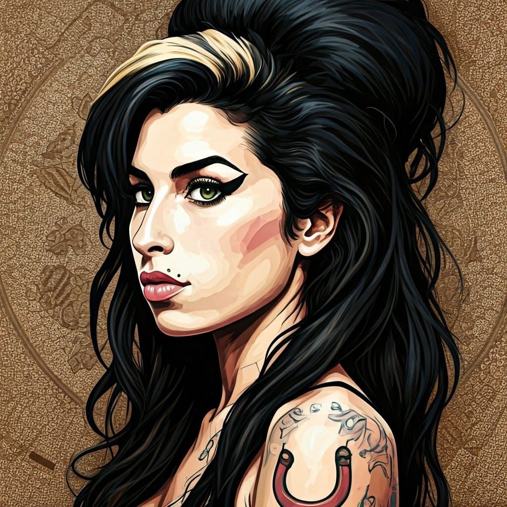 Amy Winehouse Street Art Portrait in Mixed Media