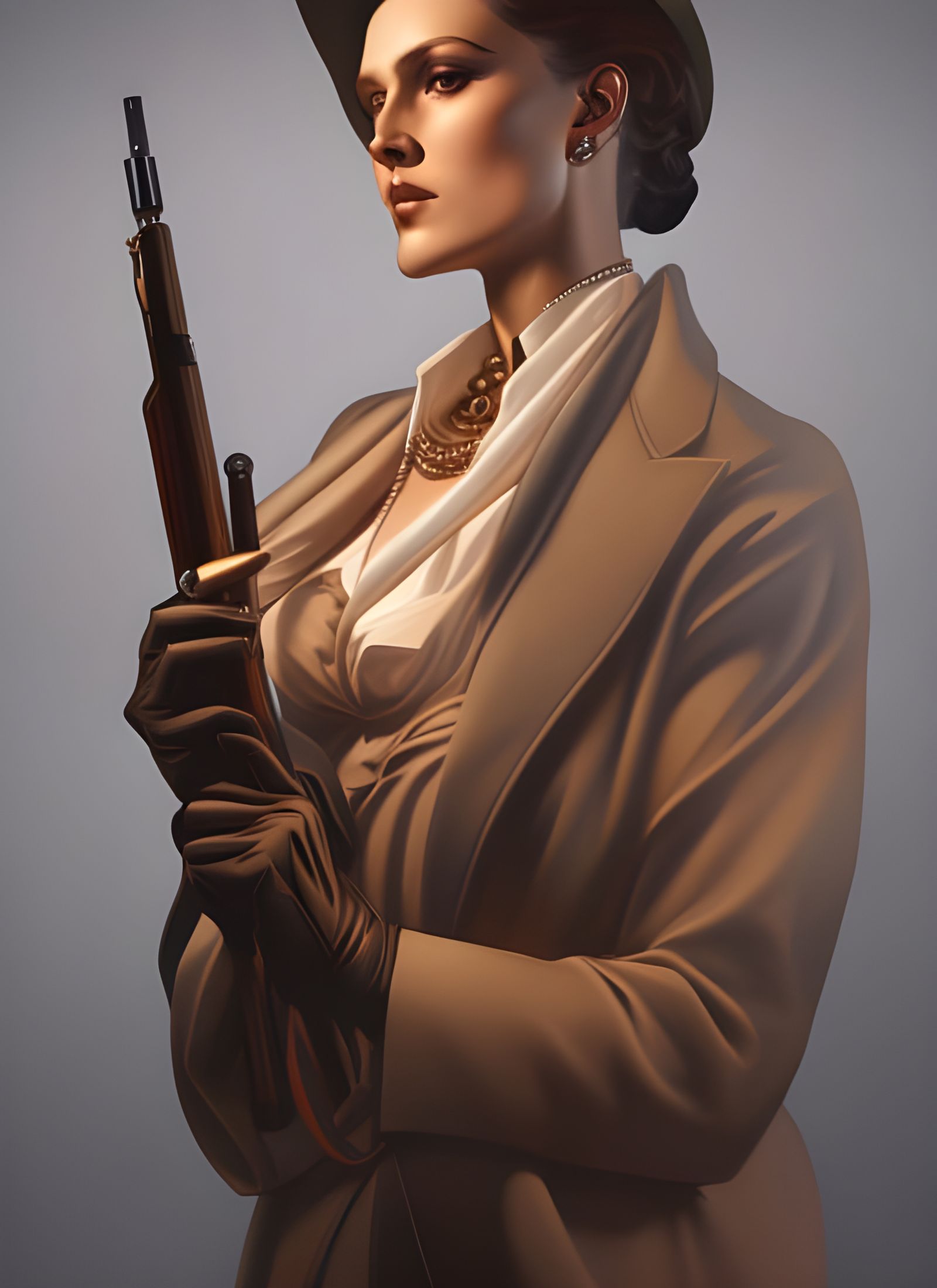 Detailed Portrait of a British Gangster Lady
