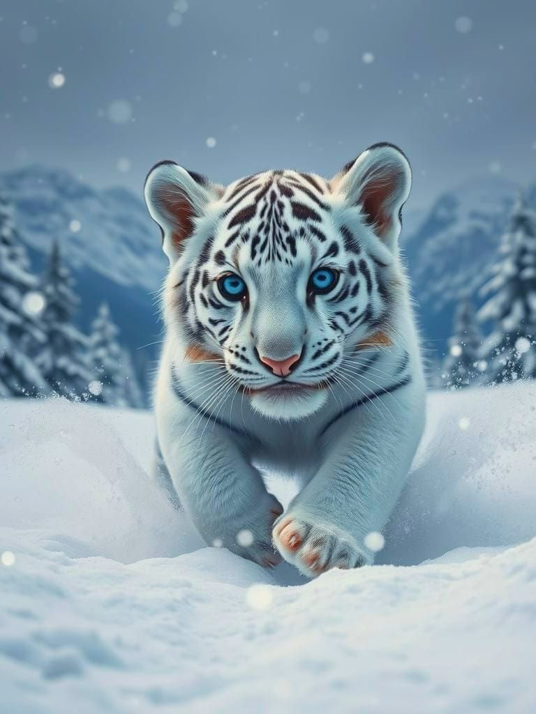 Baby runs to mom through a snowstorm...