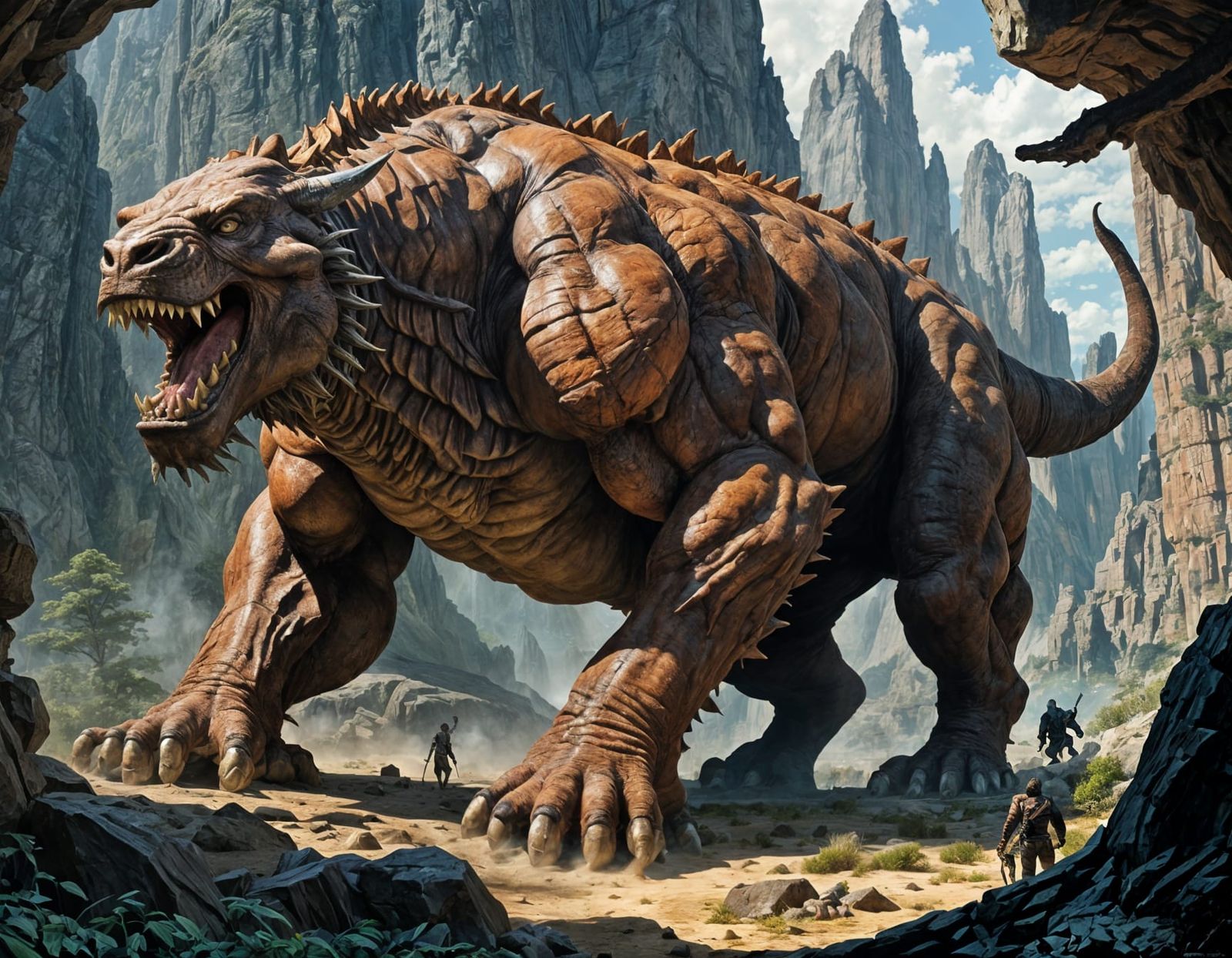 Giant Mutant Behemoth in Dynamic Fantasycore Art
