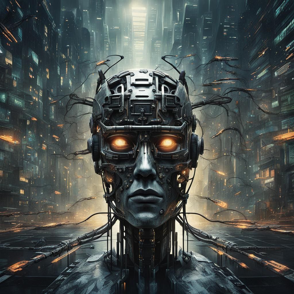 Cybernetic AI in Cybergoth Apocalyptic Realm