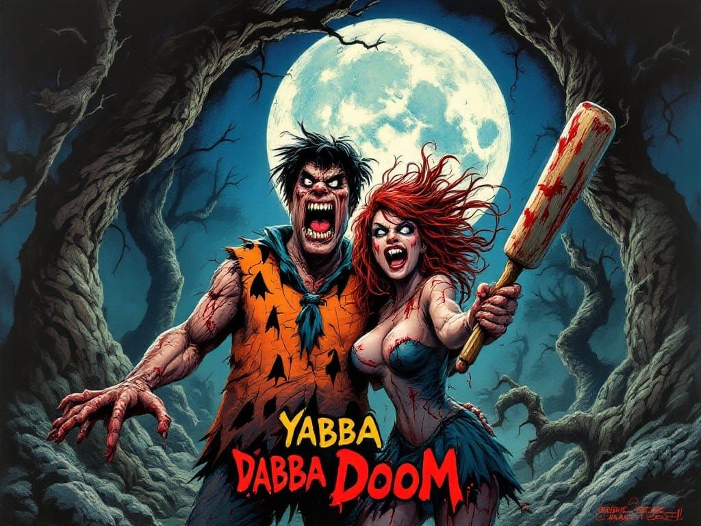 Fred and Wilma Flintstone as Horror Killers in Retro Horror ...