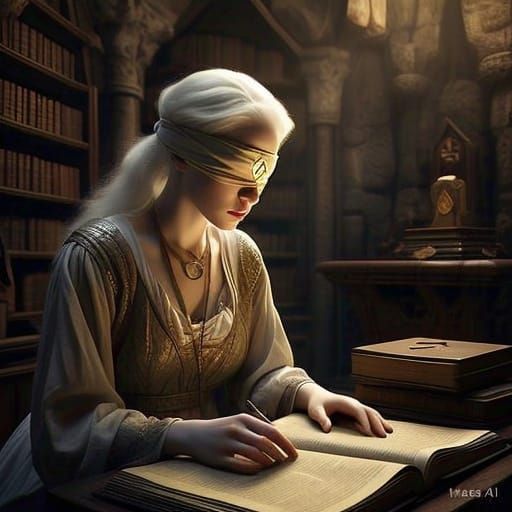 Dark Library Illuminated by Candles in Vintage Cartoon Style