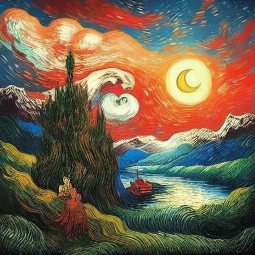 Mythological Dreamscape in Vintage Storybook Style