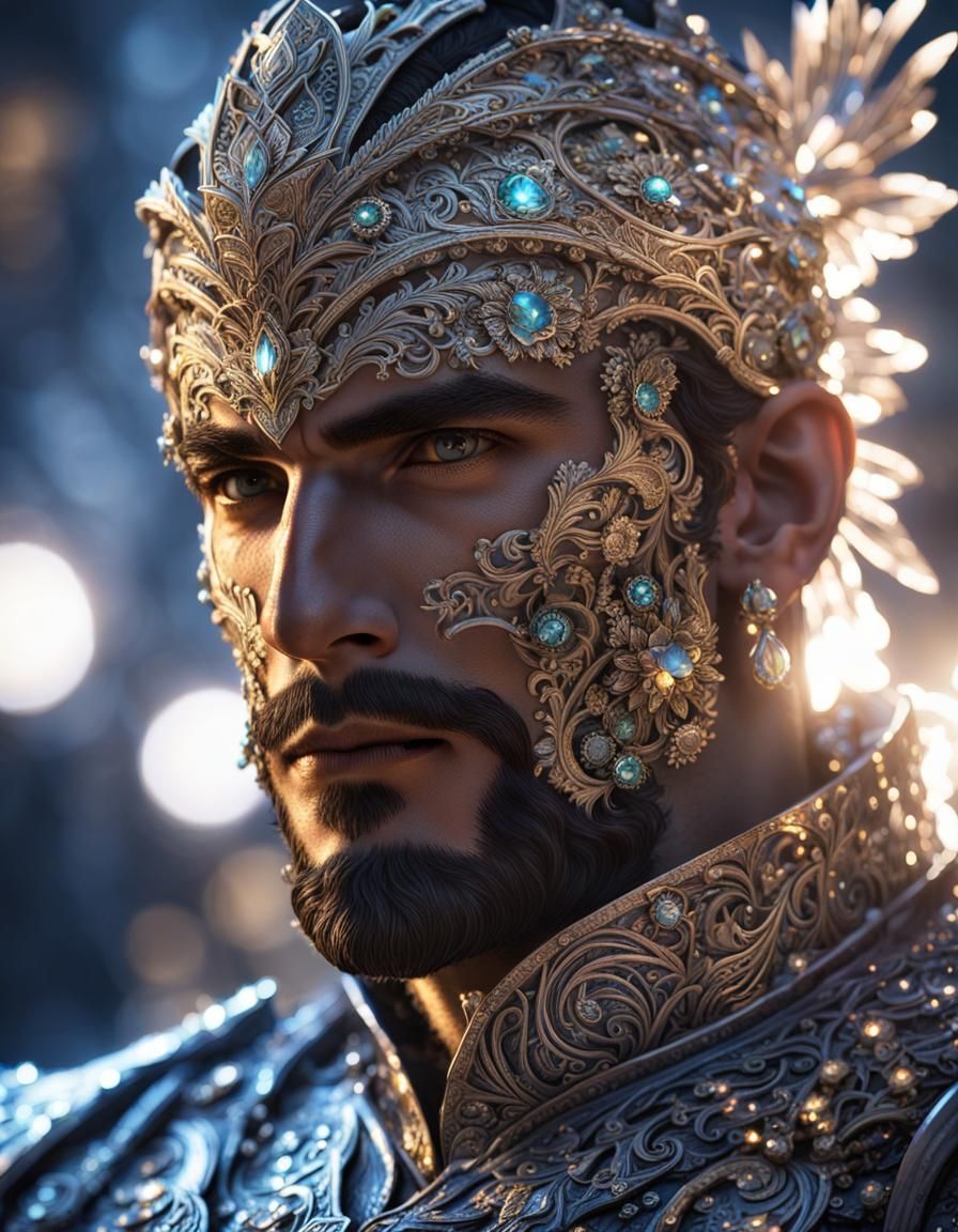 Filigree Flower Warrior in Hyperrealistic Style