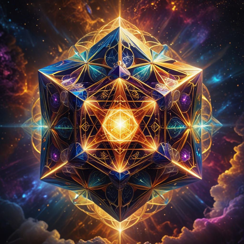 Metatron's Cube in Vibrant Oil Painting
