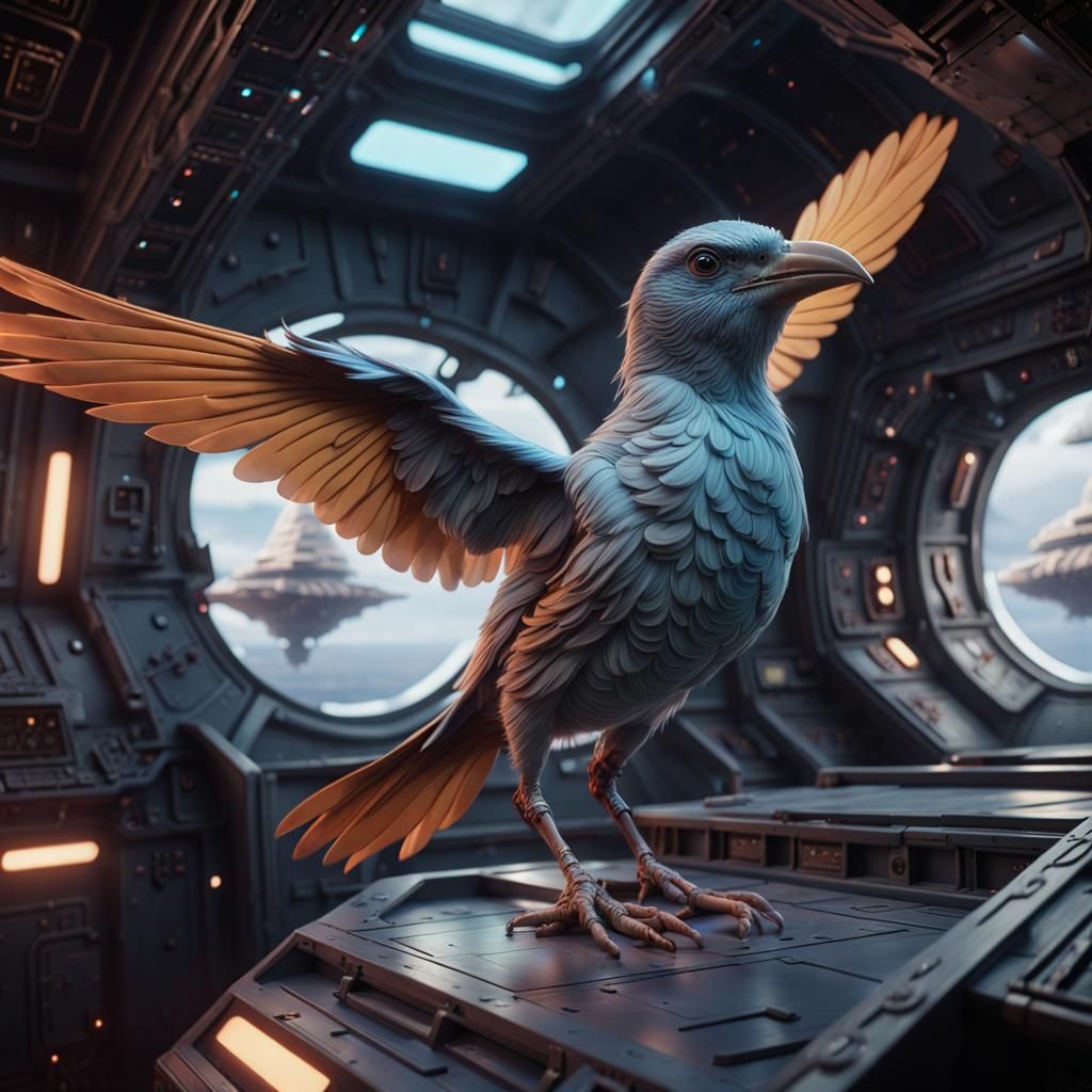 Bird Hologram on Star Wars Ship: Detailed Matte Painting