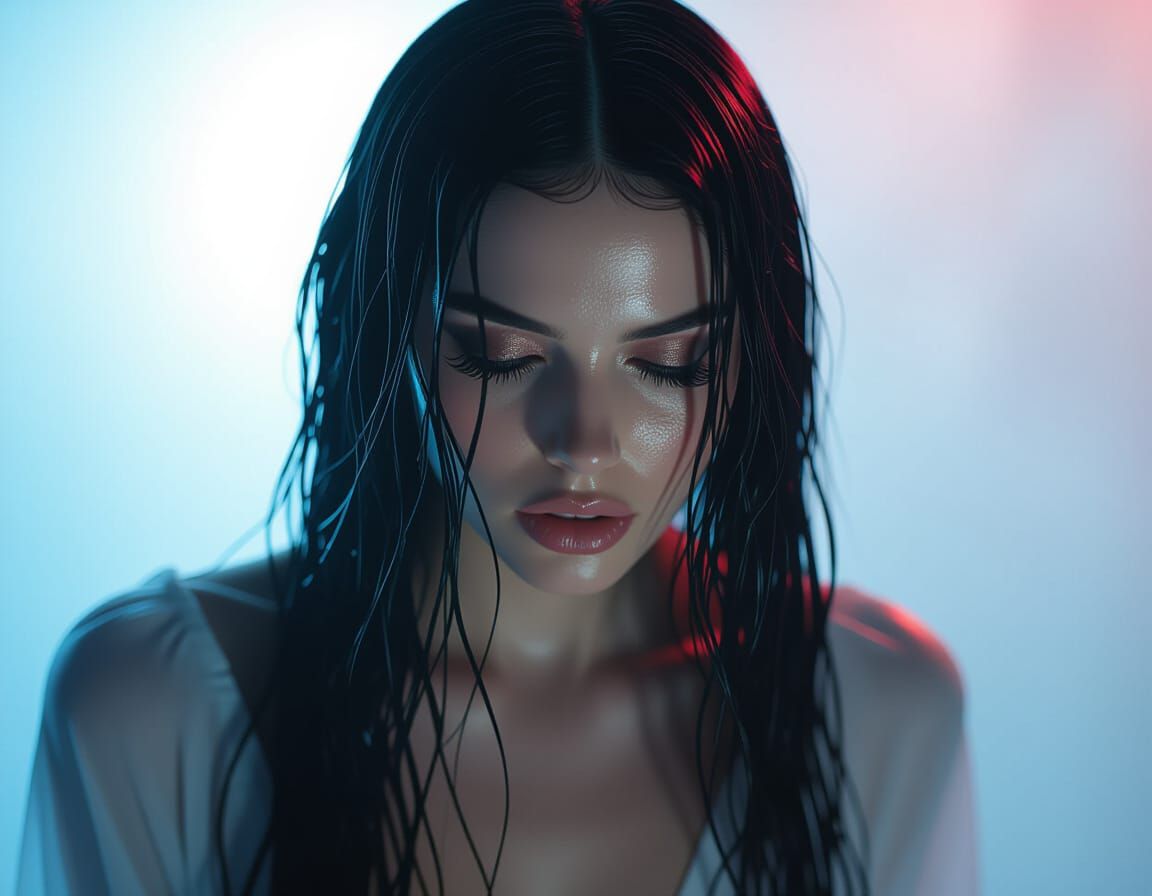 High-Fashion Woman in Precarious Ghostly Aura