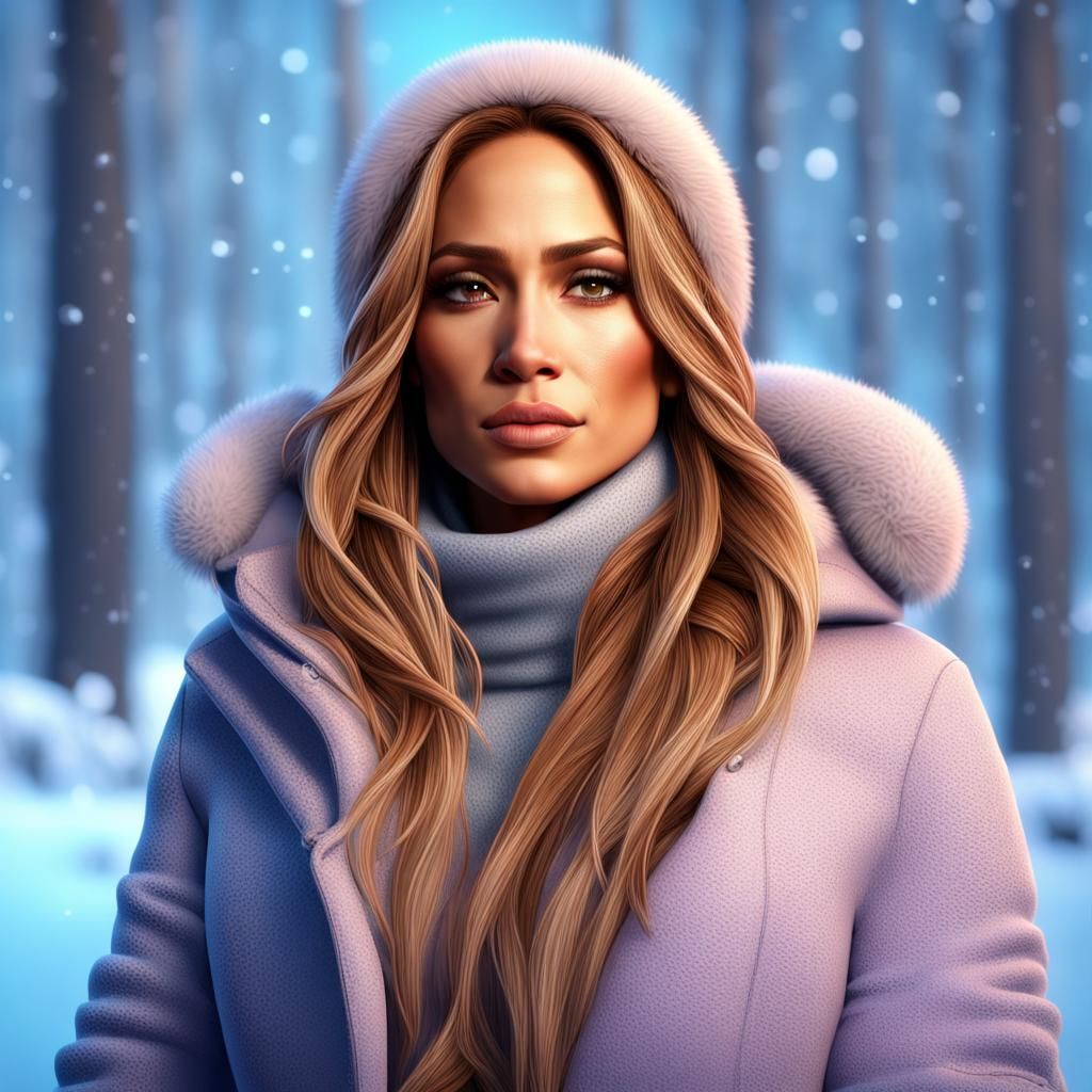 Jennifer Lopez in Winter Wonderland: Pixar-Style 3D Portrait