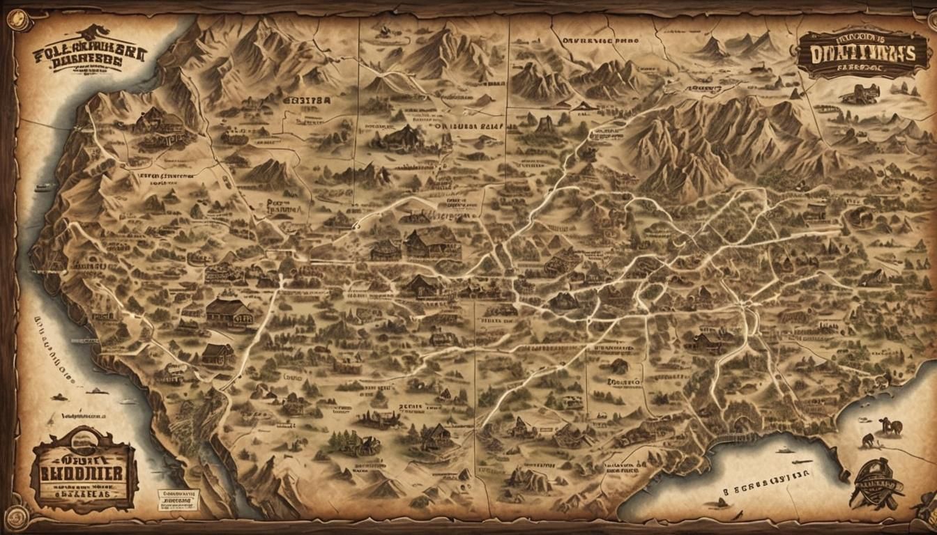 Old West Frontier Map with Dusty Trails