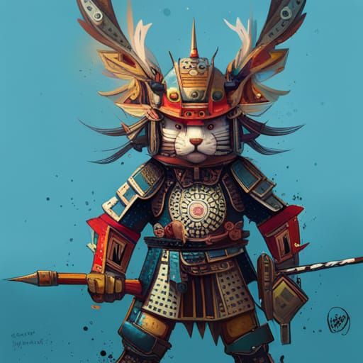 Armored Samurai Rabbit Digital Art