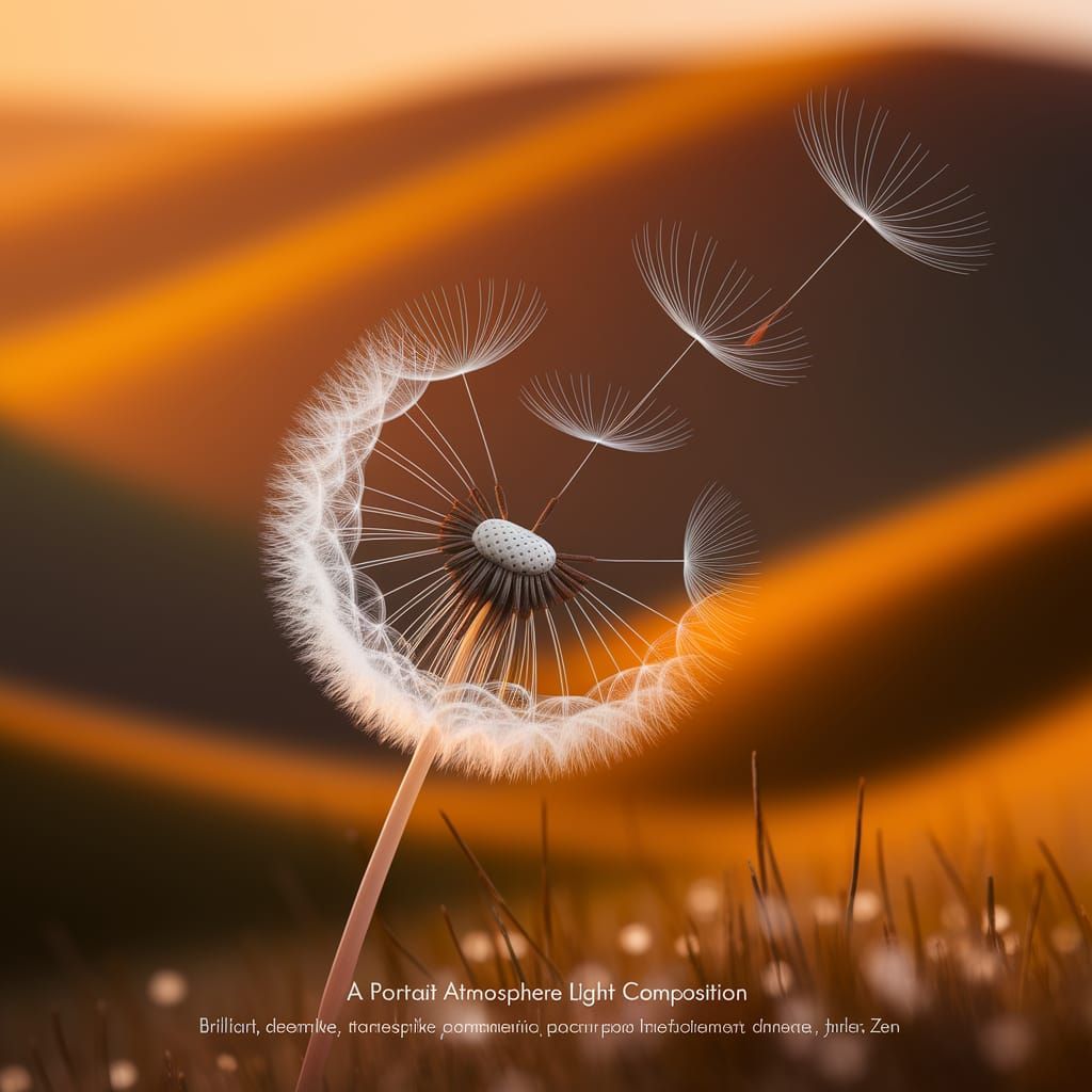 Luminous Dandelion Seed in Golden Sunset Light