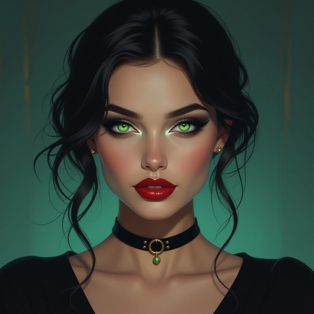 Mysterious Woman with Piercing Gaze: Digital Art