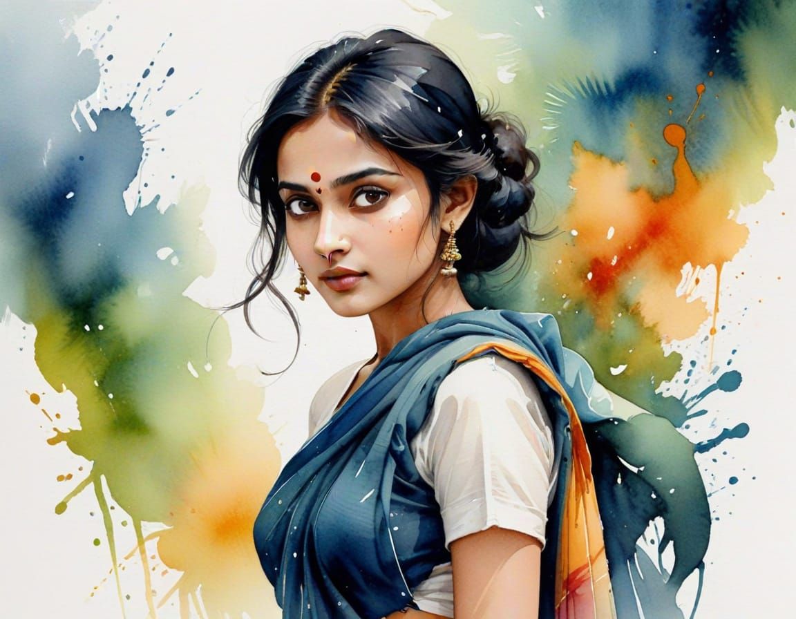 Vibrant India Culture Icons in Ethereal Watercolour Style