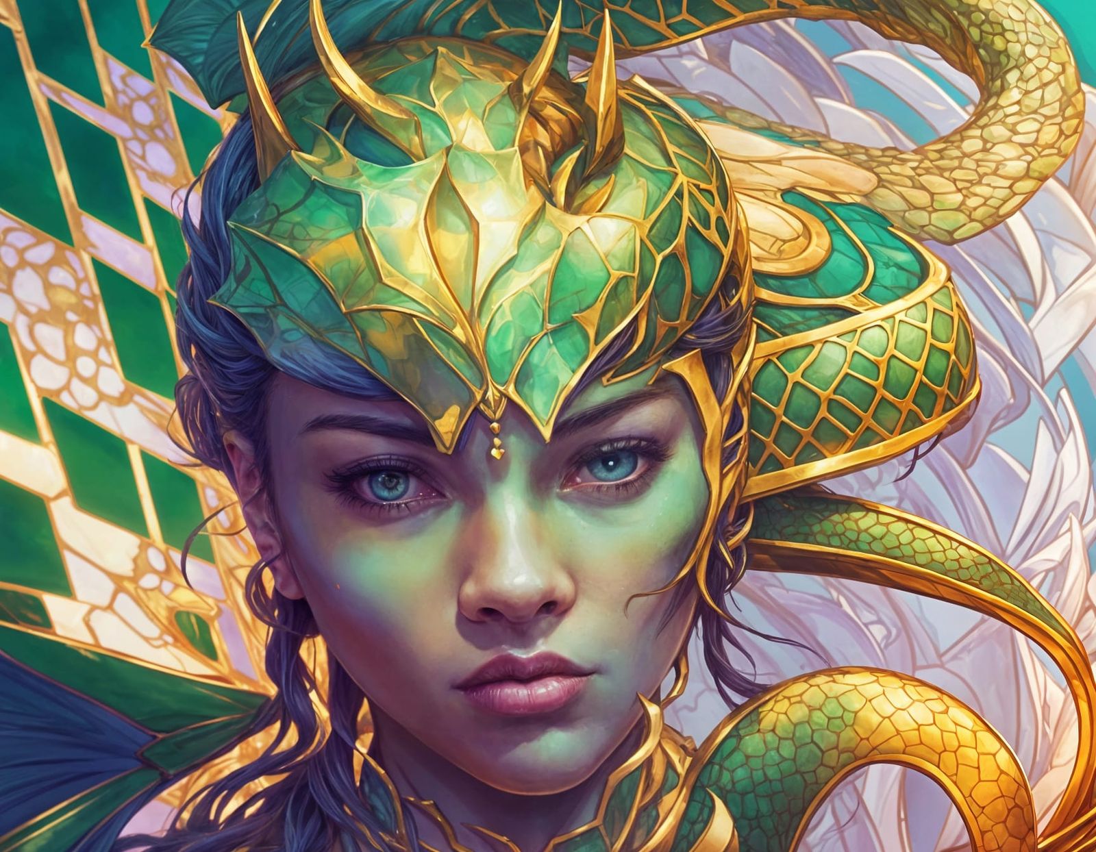 Princess on Dragon: Hyperdetailed Artgerm Style Portrait