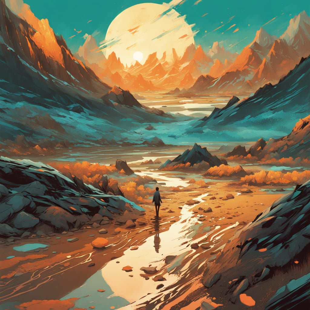 Surreal Mud Landscape in Warm, Golden Lighting