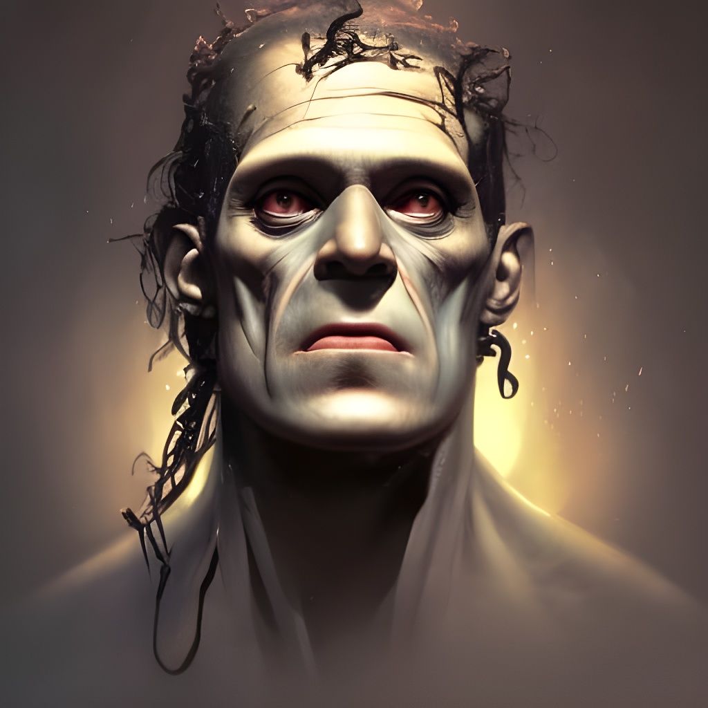 Frankenstein Portrait in Art Nouveau Style