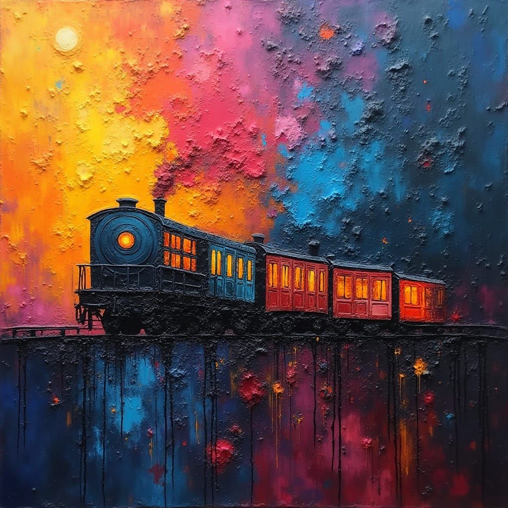 Abstract Ghost Train in Style of Rothko and Riley