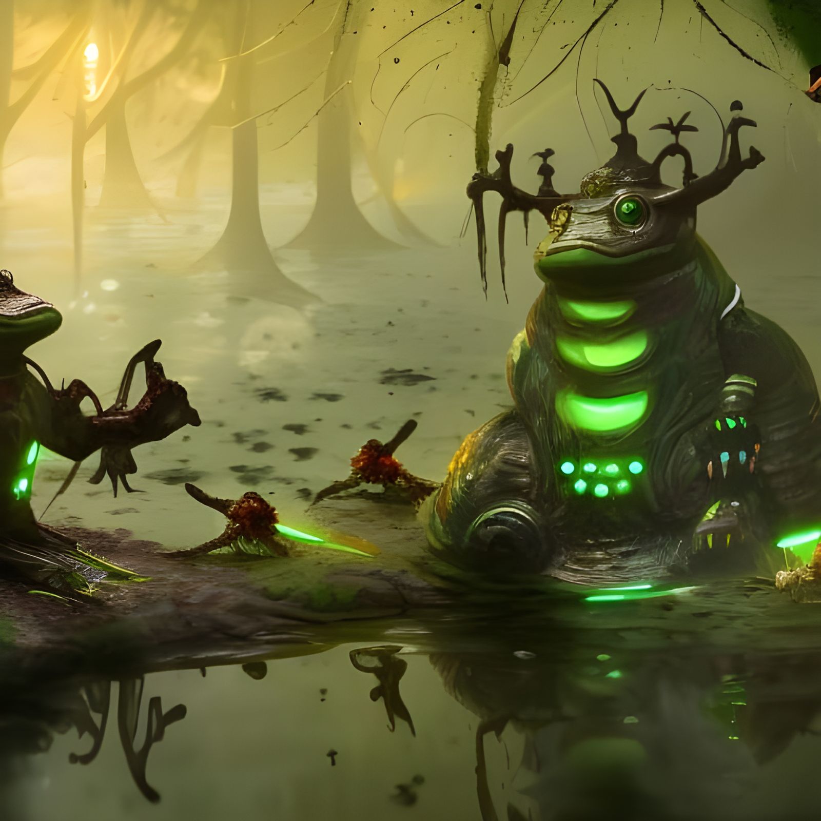 Robot Frog Battle in a Swamp