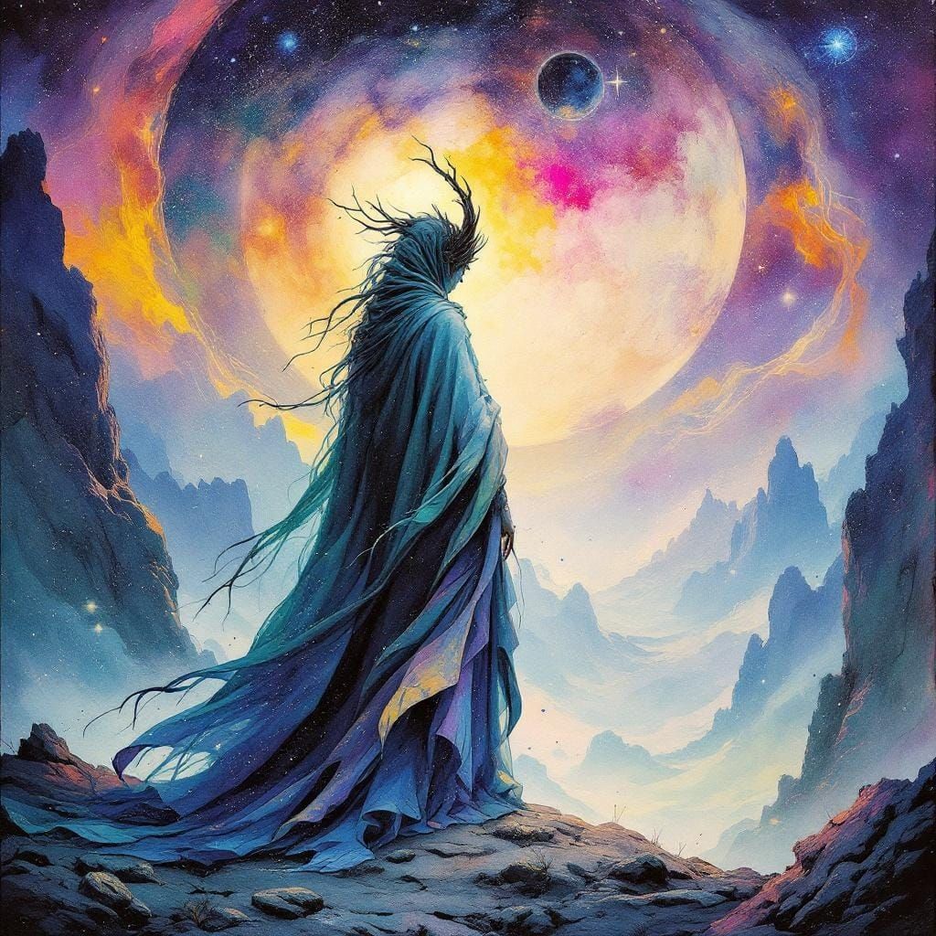 Ethereal Moon Goddess in Sci-Fi Moonscape