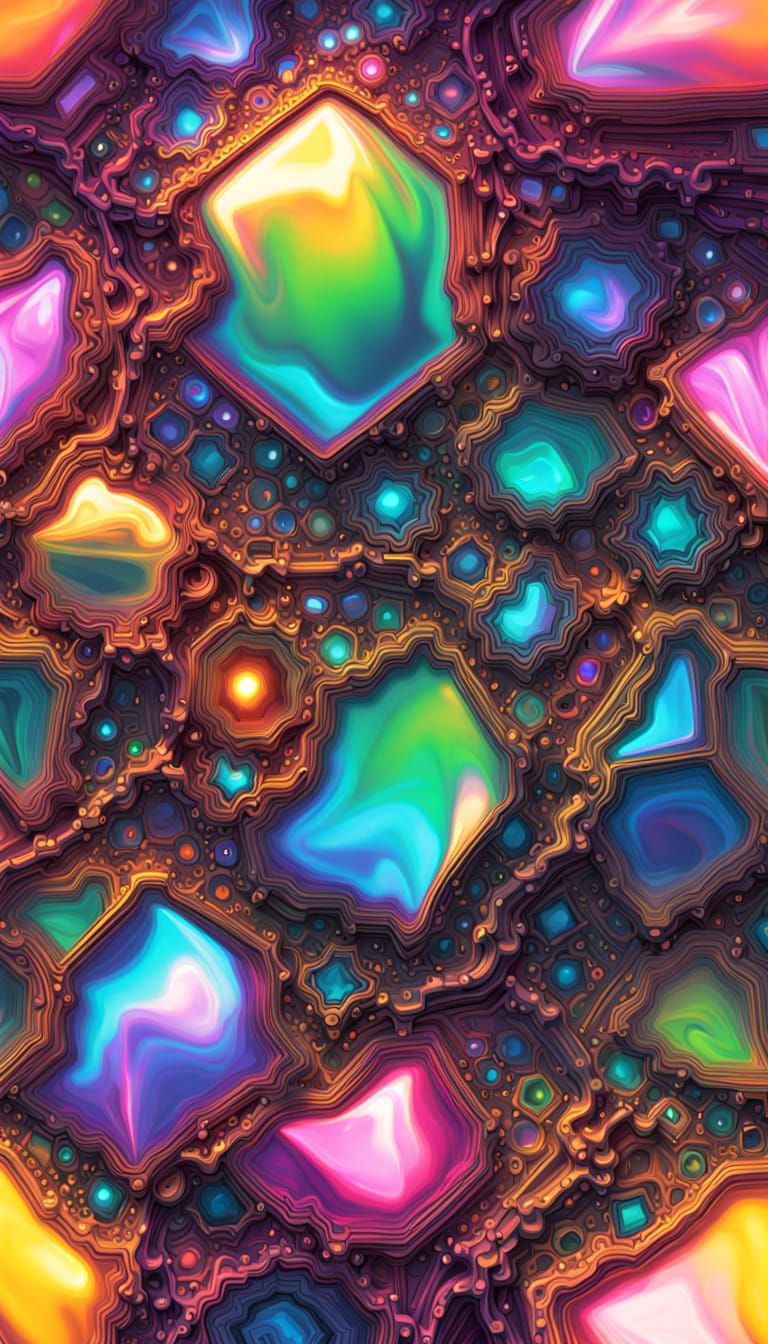 Fluorescent Zentangle Masterpiece in Neon Colors