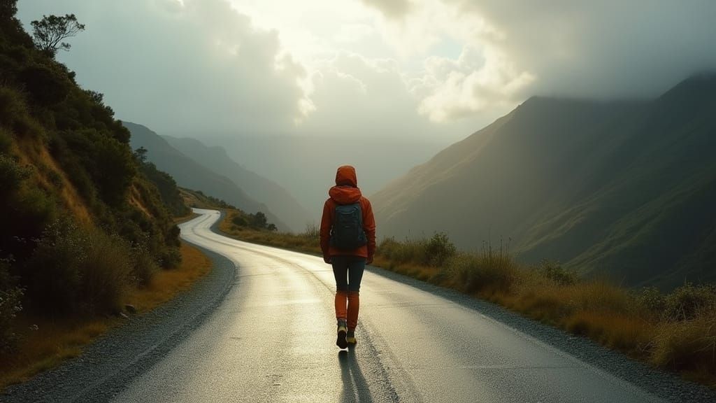 Woman in New Zealand Wilderness Landscape