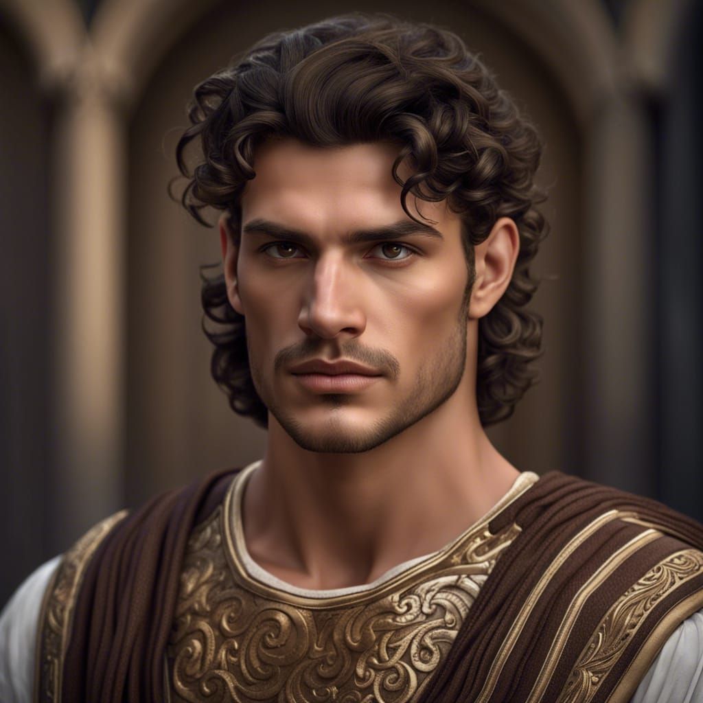Handsome Greek Man with Greco-Roman Hairstyle