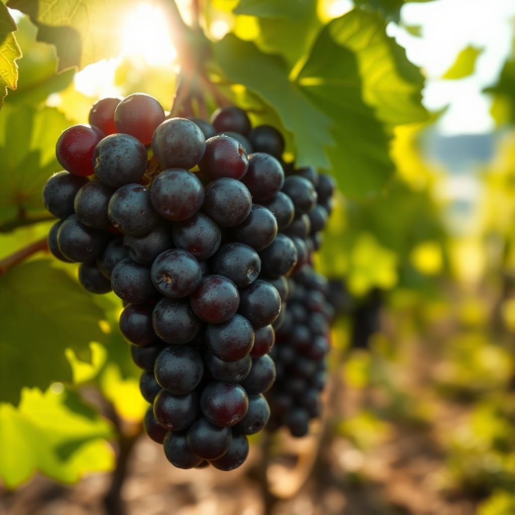 Lush Concord Grapes in Morning Light