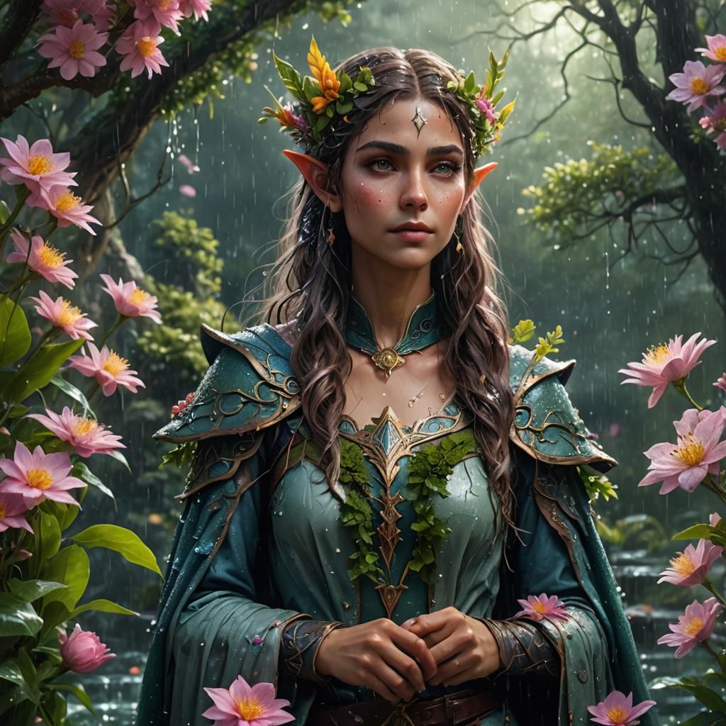 Spring Elf with Rain Powers in Digital Painting