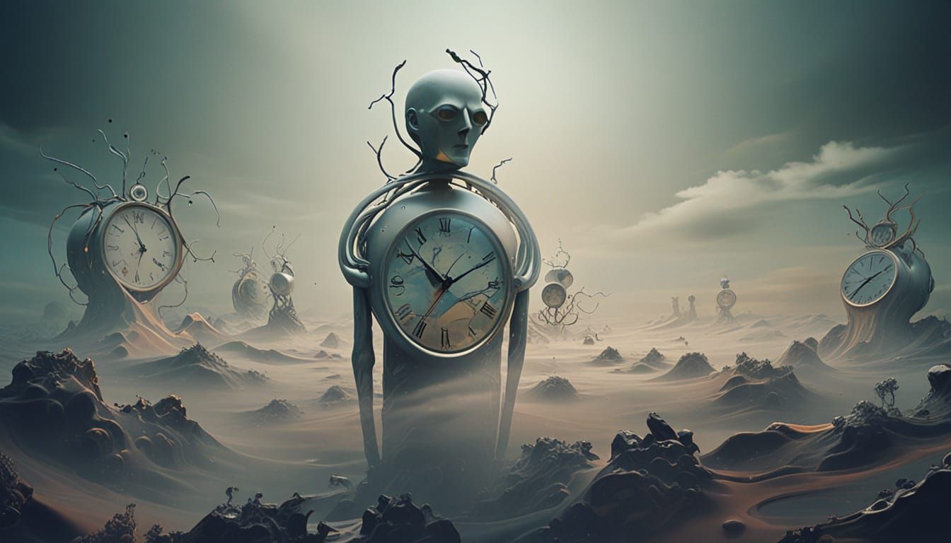 Surreal Melting Clocks in a Dreamscape, Salvador Dali Style