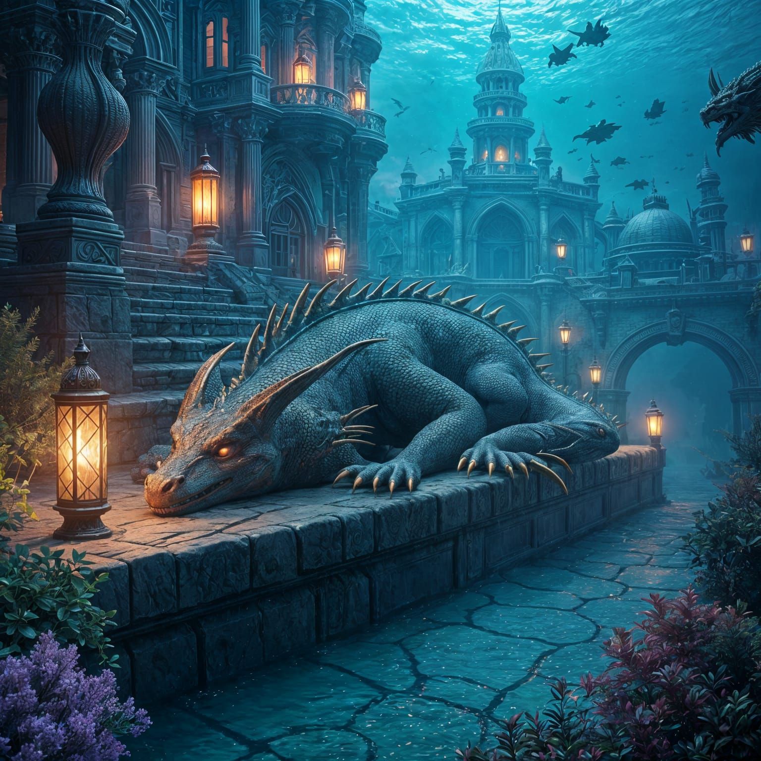 Dragon and Mermaid in Boston: Fantasy Concept Art