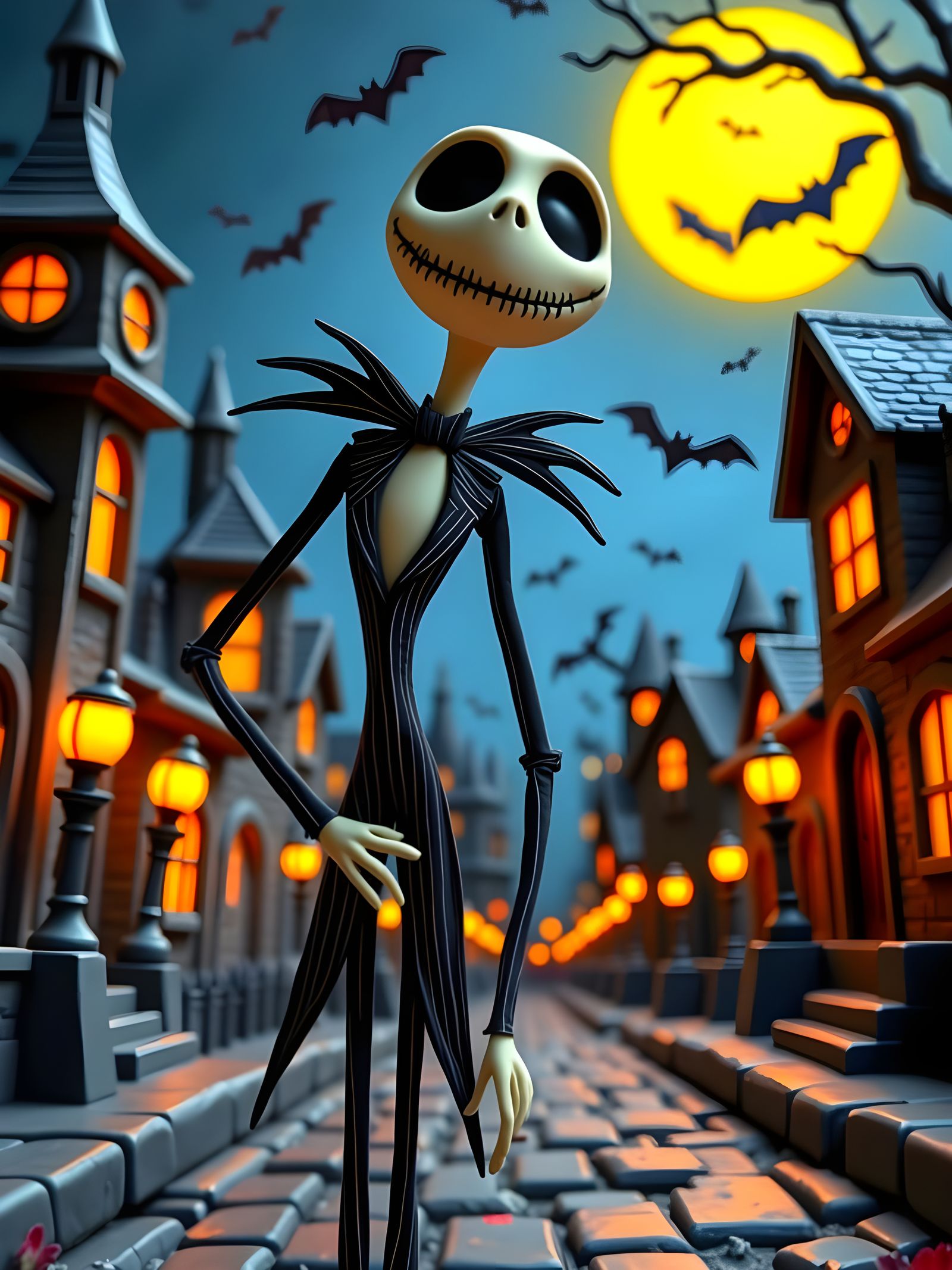Jack Skellington in Claymation Style Halloween Town