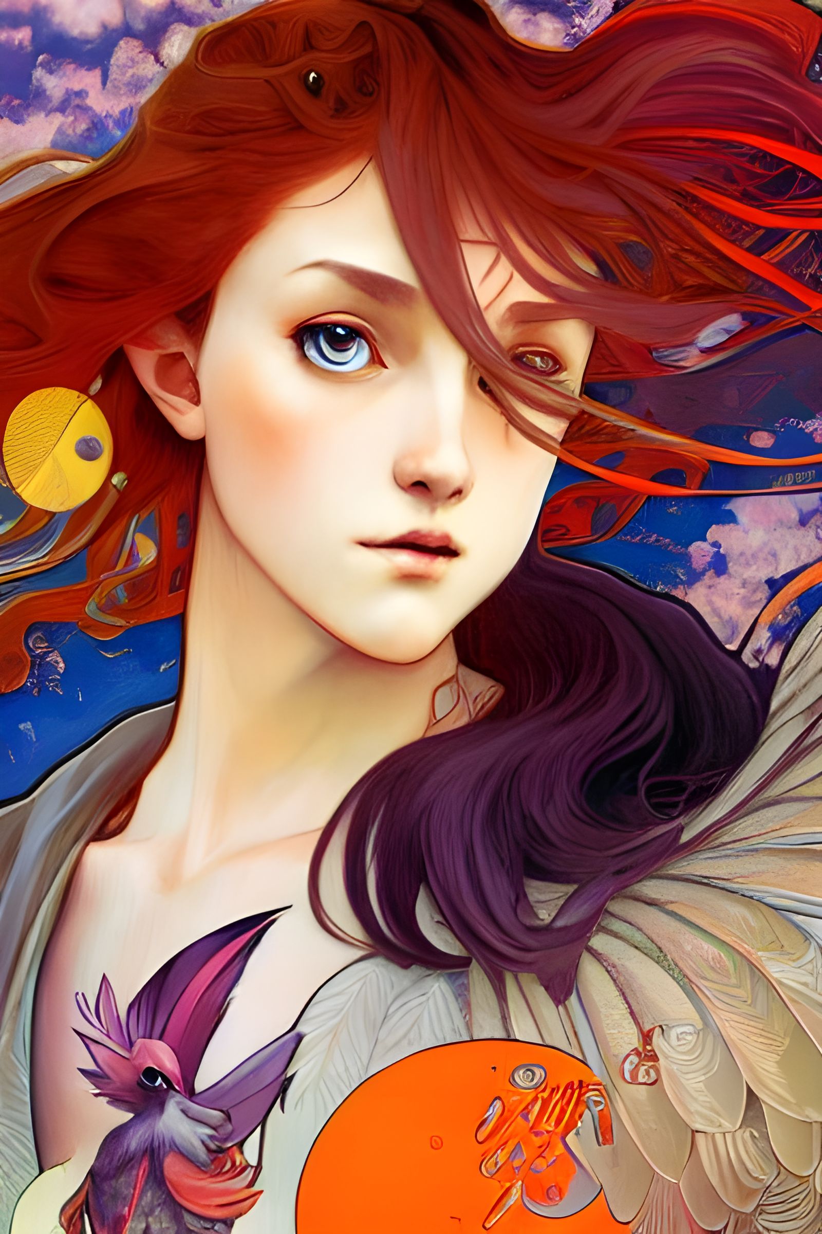 Pidgey as Tokyo God, Alphonse Mucha Style