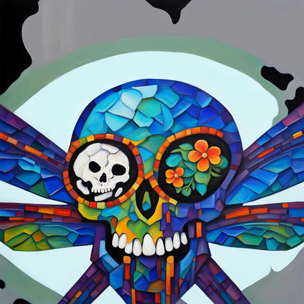 This symbol is a dragonfly combined with a skull.  It is qui...