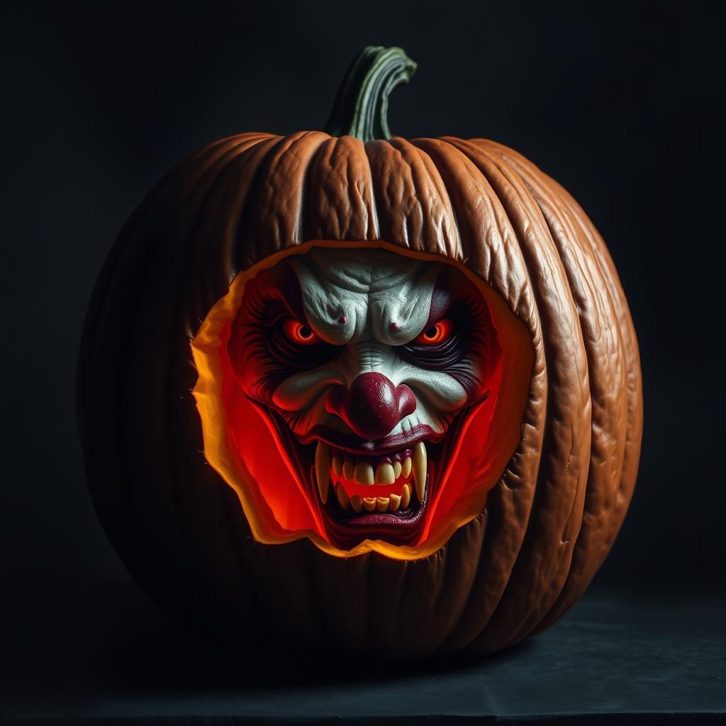 Vampire Pumpkin with Clown Makeup