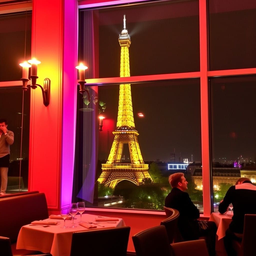 Eiffel Tower Parisian Night Cafe