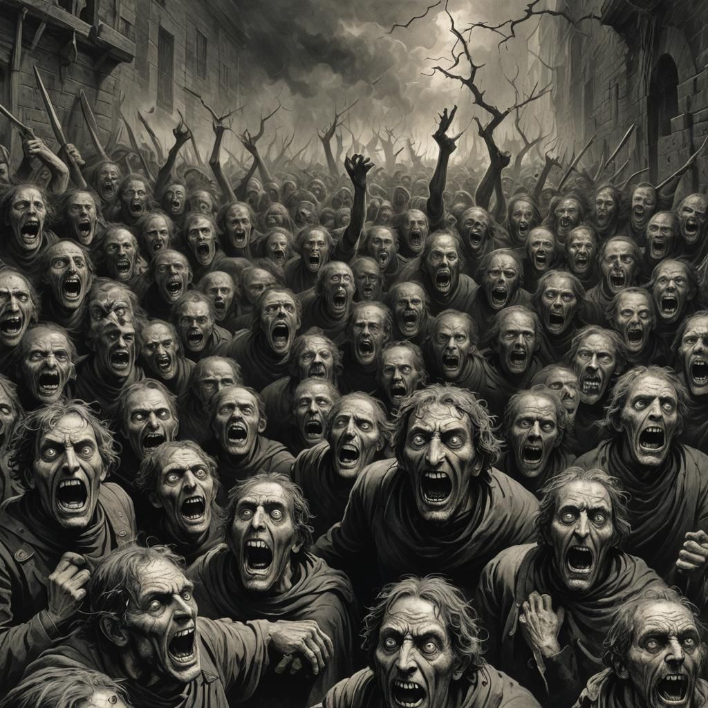 Screaming Face in Horror Art Style