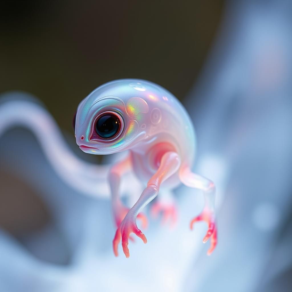 Ethereal Iridescent Being in Dreamlike Sci-Fi Style