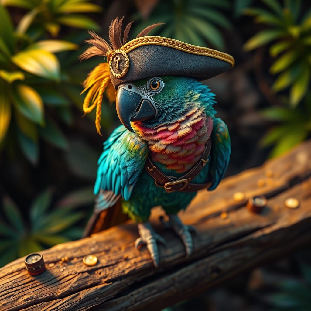 Majestic Pirate Parrot in Tropical Paradise