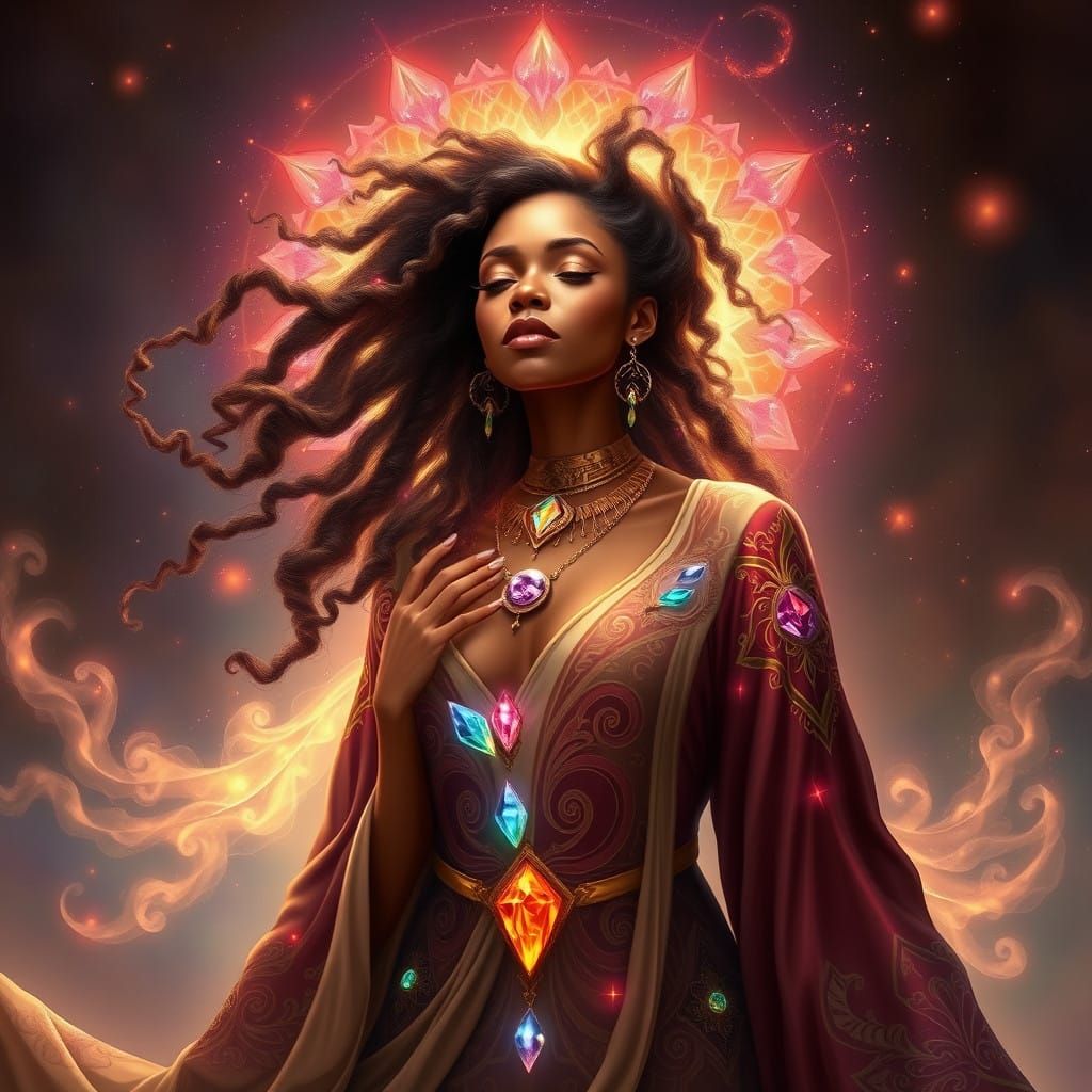 Surreal Goddess Emerges from Harmonious Balance of Yin and Y...