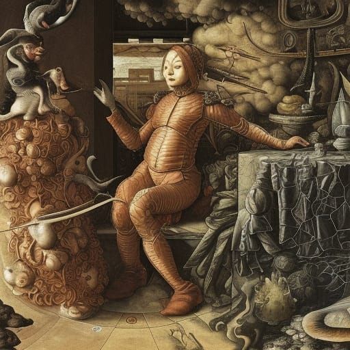 Sci-Fi Scene in Style of Pieter Coecke van Aelst