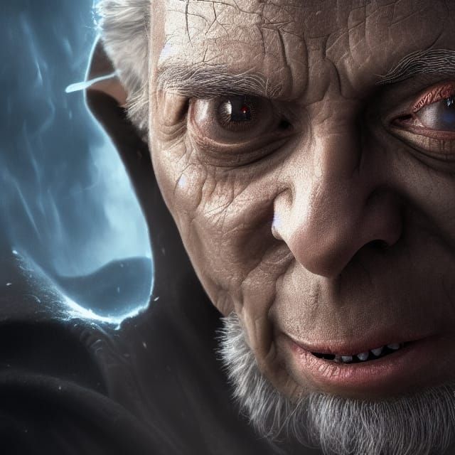 Scarred Wizard Concept Art in Hyperrealism