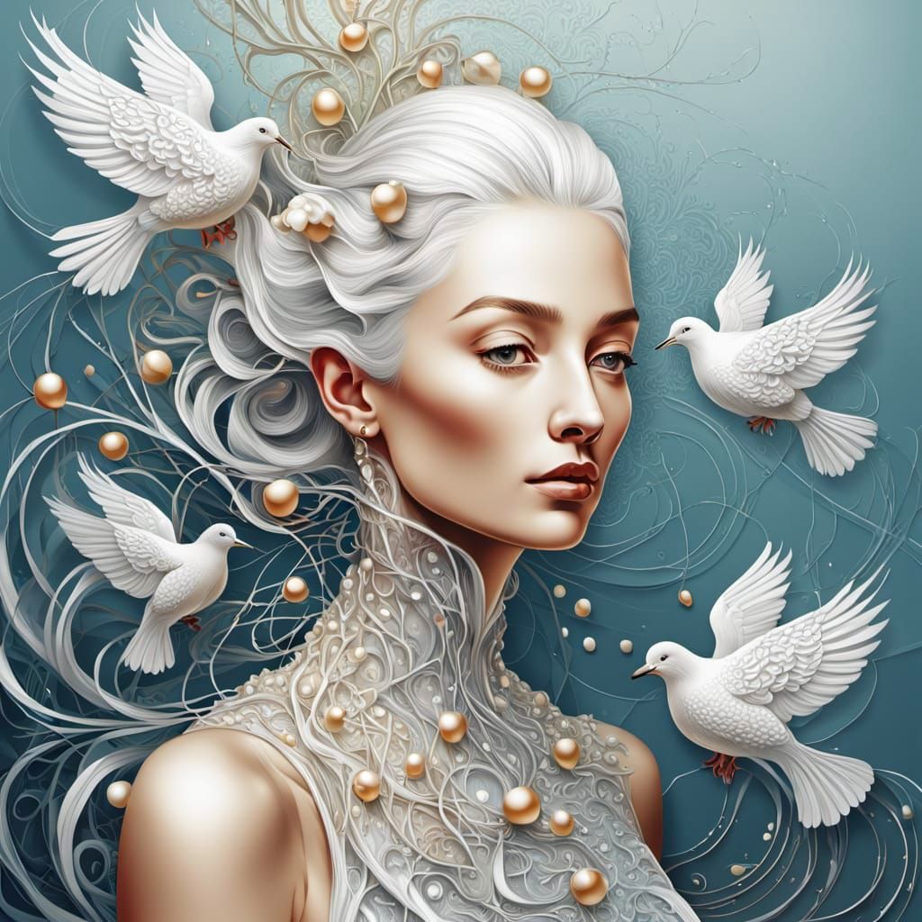 Surreal Hairstyle with Dove's Nest, Dali-esque