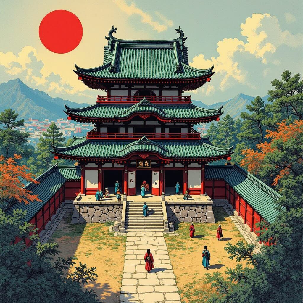 Japanese Daimyo House Map in Pulp Fantasy Style