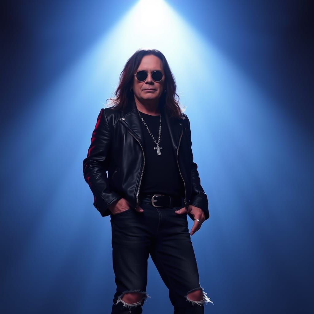 Ozzy Osbourne in Dramatic Lighting, a Dark Aesthetic