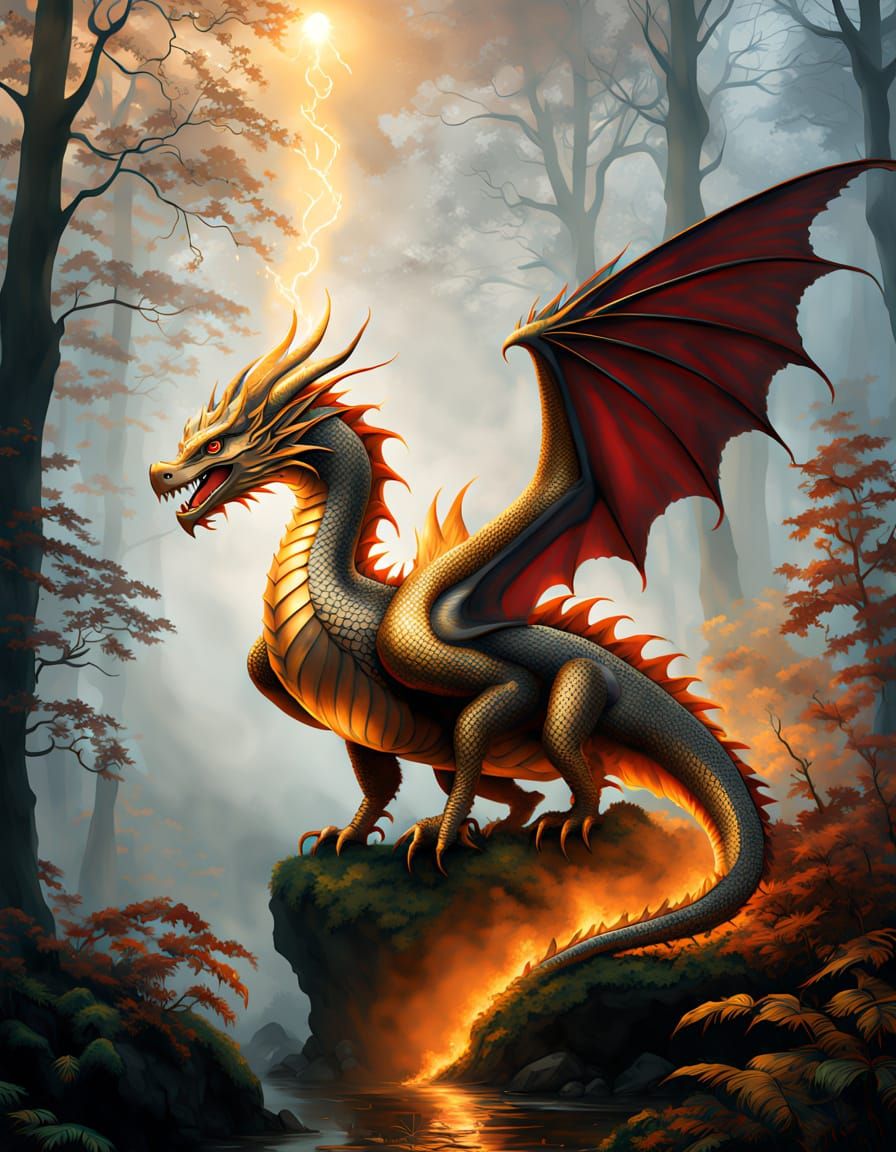 Dragon Phoenix Rising: Mystical Fauvism Illustration