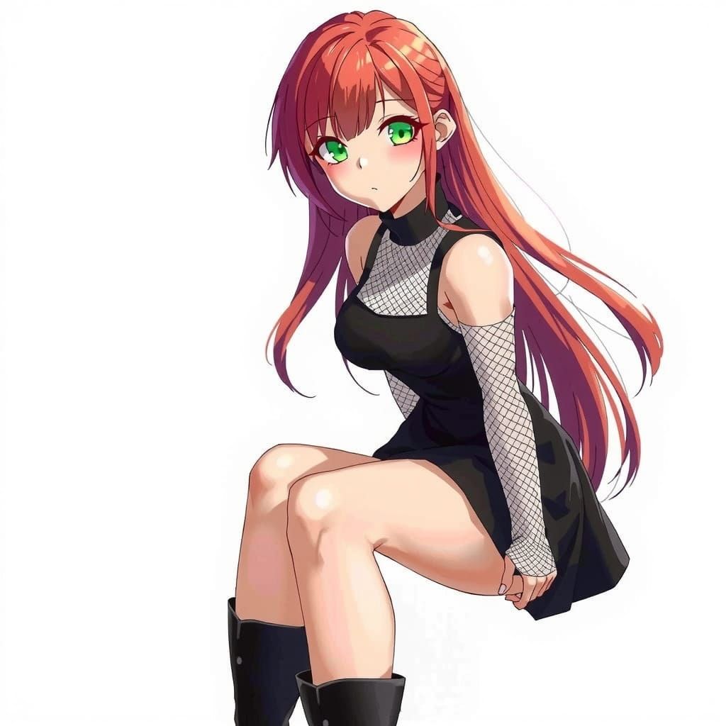 Petite Woman in Sleeveless Dress and Boots