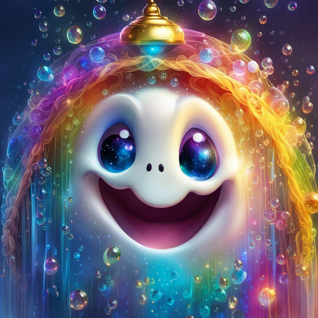Rainbow Ghost with Halo in Photorealistic Style